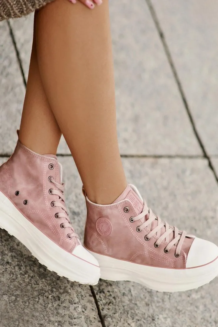 Damskie Big Star Shoes Ocieplane Trampki Damskie Na Platformie Big Star OO274071 Różowe