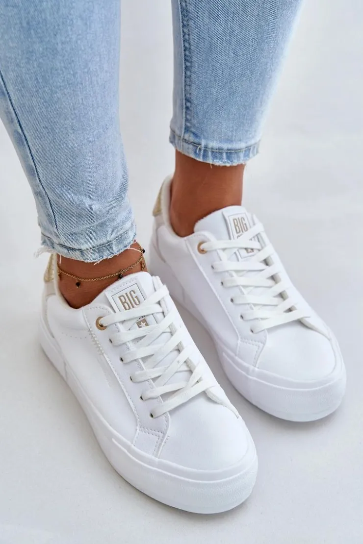 Big Star Shoes Trampki Damskie Big Star|Trampki Damskie Niskie*Ocieplane Trampki Damskie Na Platformie Big Star OO274A452 Białe