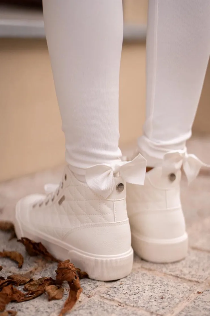 Discount Big Star Shoes Ocieplane Trampki Damskie Z Przeszyciami Big Star OO274A479 Białe Biały