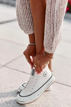 Discount Big Star Shoes Ocieplane Trampki Damskie Na Platformie Eko Skórzane Big Star OO274061 Białe Biały