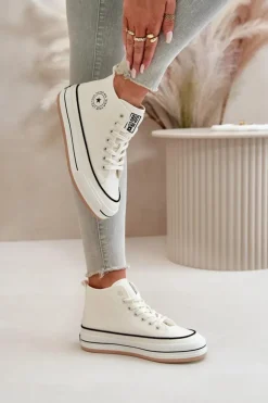 Discount Big Star Shoes Ocieplane Trampki Damskie Na Platformie Eko Skórzane Big Star OO274061 Białe Biały