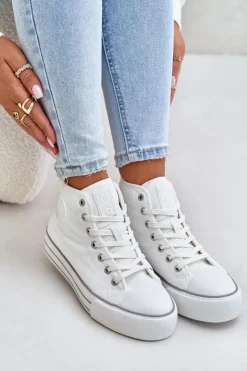 Big Star Shoes Ocieplane Trampki Damskie Na Platformie OO274A473 Białe Biały