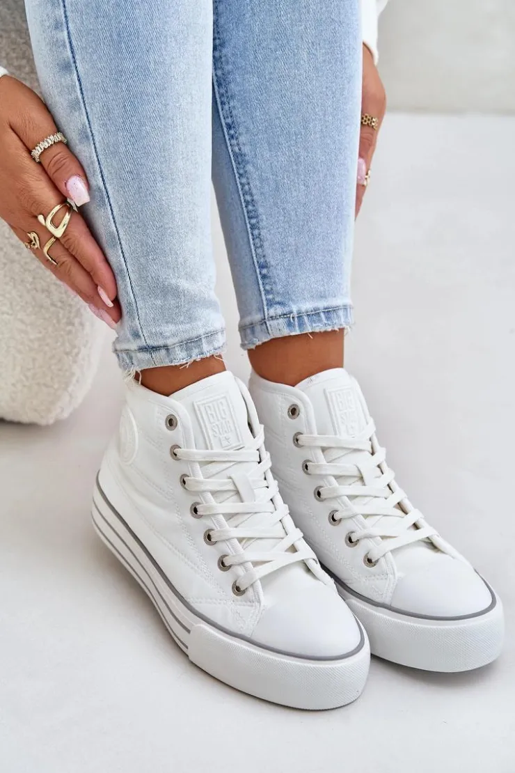 Big Star Shoes Ocieplane Trampki Damskie Na Platformie OO274A473 Białe Biały