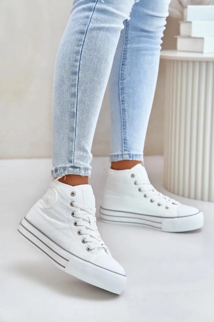 Big Star Shoes Ocieplane Trampki Damskie Na Platformie OO274A473 Białe Biały