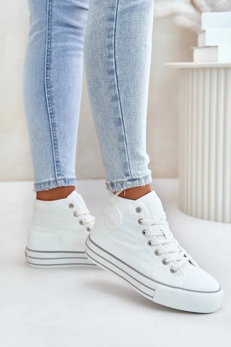 Big Star Shoes Ocieplane Trampki Damskie Na Platformie OO274A473 Białe Biały