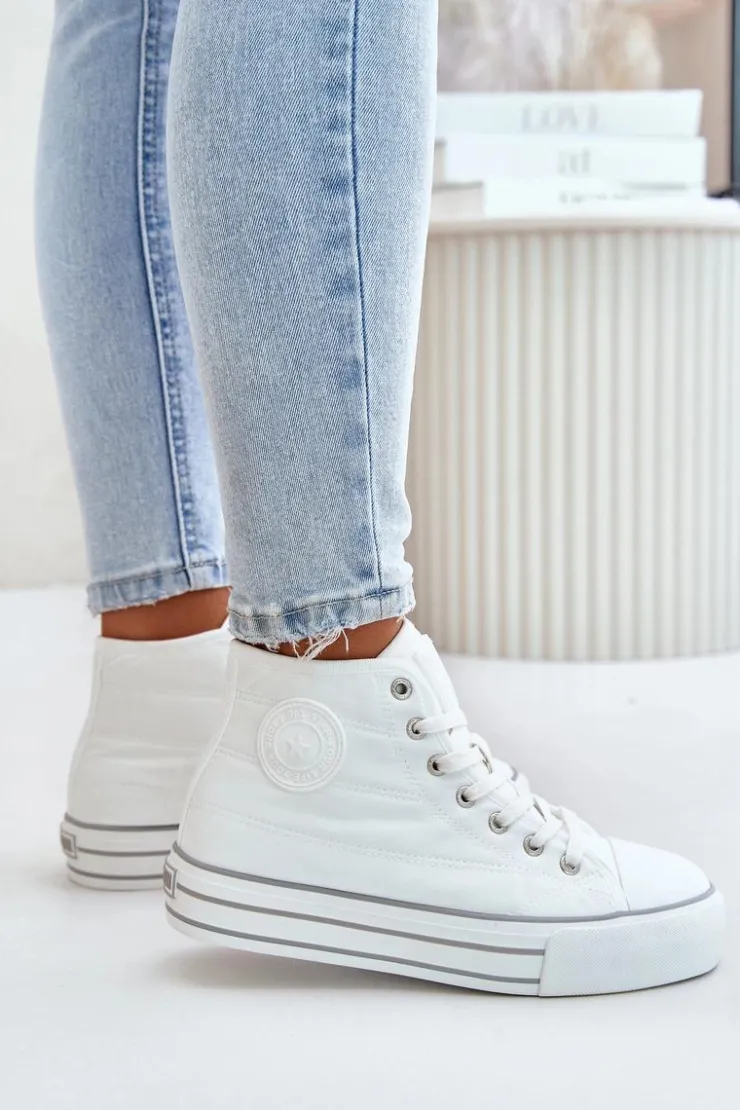 Big Star Shoes Ocieplane Trampki Damskie Na Platformie OO274A473 Białe Biały