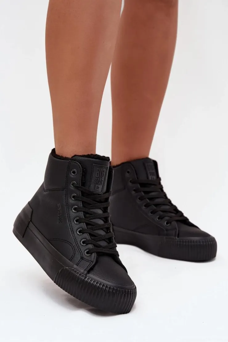 Damskie Big Star Shoes Ocieplane Trampki Damskie Na Platformie Big Star OO274796 Czarne