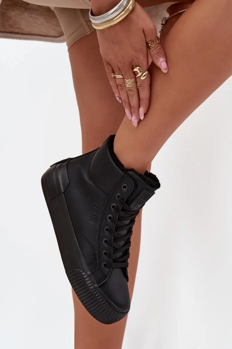 Damskie Big Star Shoes Ocieplane Trampki Damskie Na Platformie Big Star OO274796 Czarne
