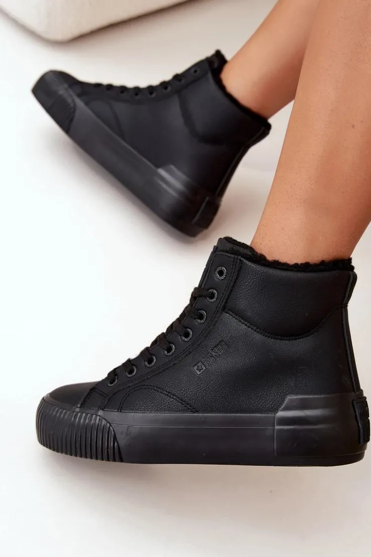 Damskie Big Star Shoes Ocieplane Trampki Damskie Na Platformie Big Star OO274796 Czarne