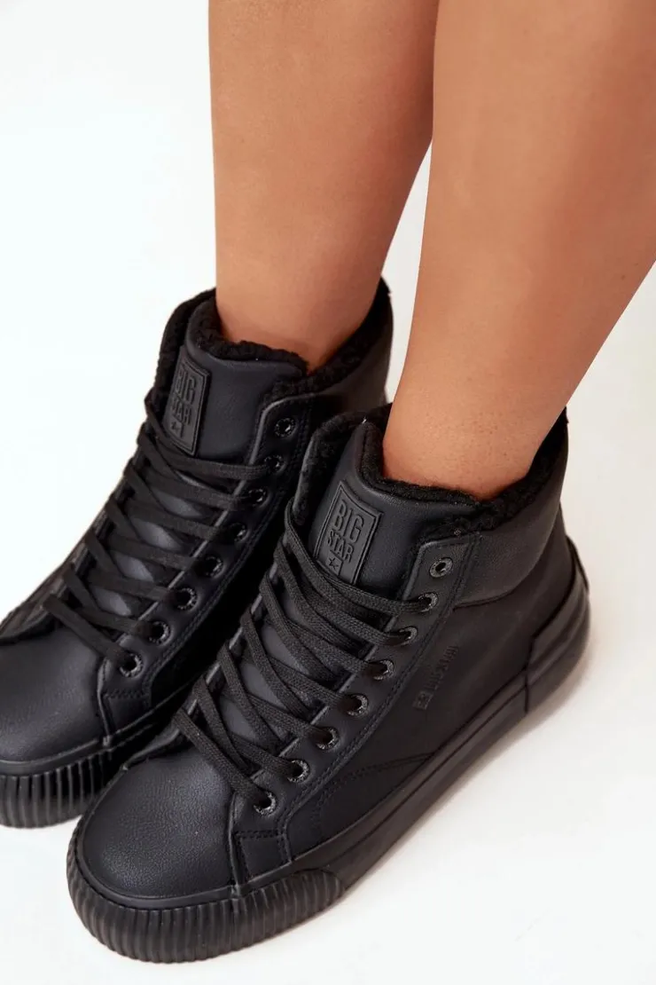 Damskie Big Star Shoes Ocieplane Trampki Damskie Na Platformie Big Star OO274796 Czarne