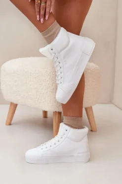 Big Star Shoes Trampki Ocieplane|Trampki Damskie Big Star*Ocieplane Trampki Damskie Na Platformie Big Star OO274794 Białe Biały