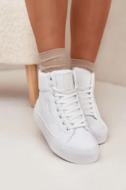 Big Star Shoes Trampki Ocieplane|Trampki Damskie Big Star*Ocieplane Trampki Damskie Na Platformie Big Star OO274794 Białe Biały