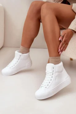 Big Star Shoes Trampki Ocieplane|Trampki Damskie Big Star*Ocieplane Trampki Damskie Na Platformie Big Star OO274794 Białe Biały