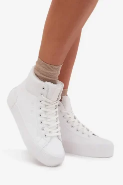 Big Star Shoes Trampki Ocieplane|Trampki Damskie Big Star*Ocieplane Trampki Damskie Na Platformie Big Star OO274794 Białe Biały