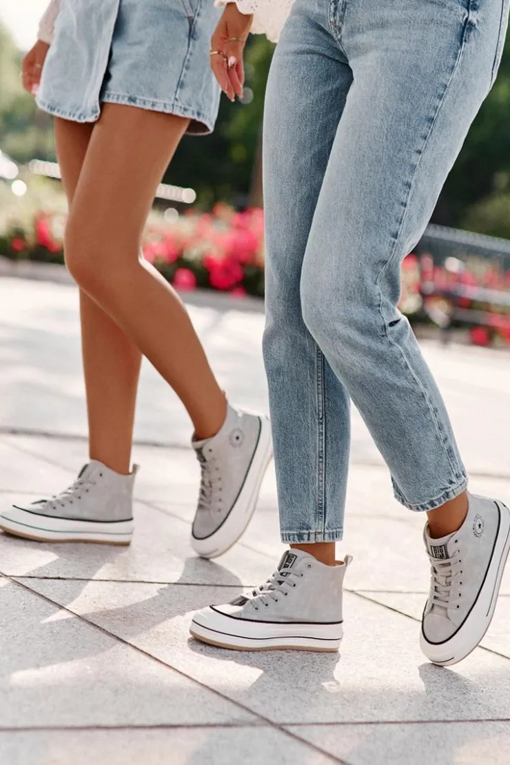 Sale Big Star Shoes Ocieplane Trampki Damskie Na Platformie Eko Skórzane Big Star OO274069 e Niebieski