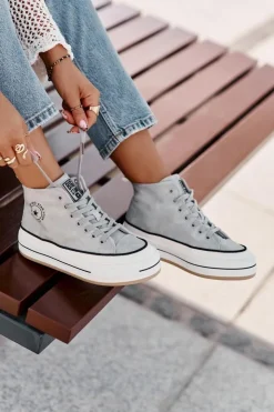 Sale Big Star Shoes Ocieplane Trampki Damskie Na Platformie Eko Skórzane Big Star OO274069 e Niebieski