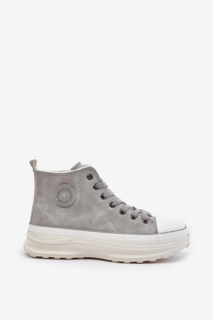 Big Star Shoes Trampki Ocieplane|Trampki Damskie Big Star*Ocieplane Trampki Damskie Na Platformie Big Star OO274073 Szare Szary