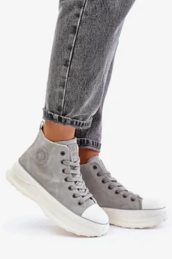 Big Star Shoes Trampki Ocieplane|Trampki Damskie Big Star*Ocieplane Trampki Damskie Na Platformie Big Star OO274073 Szare Szary