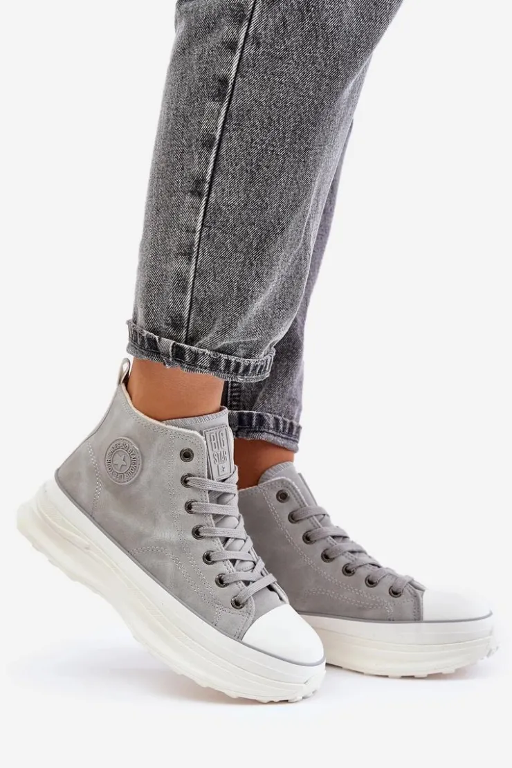 Big Star Shoes Trampki Ocieplane|Trampki Damskie Big Star*Ocieplane Trampki Damskie Na Platformie Big Star OO274073 Szare Szary
