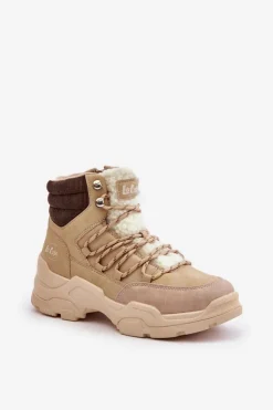 Lee Cooper Trekkingowe Damskie|Botki Ocieplane*Ocieplane Trapery Damskie LCJ-24-03-3059L Beżowe