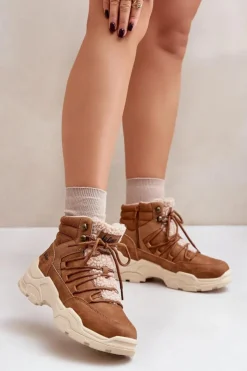 Damskie Lee Cooper Ocieplane Trapery Damskie LCJ-24-03-3061L Brązowe