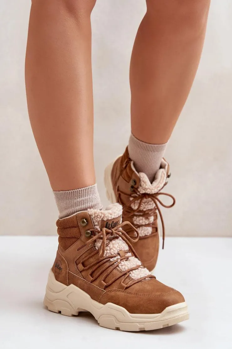 Damskie Lee Cooper Ocieplane Trapery Damskie LCJ-24-03-3061L Brązowe