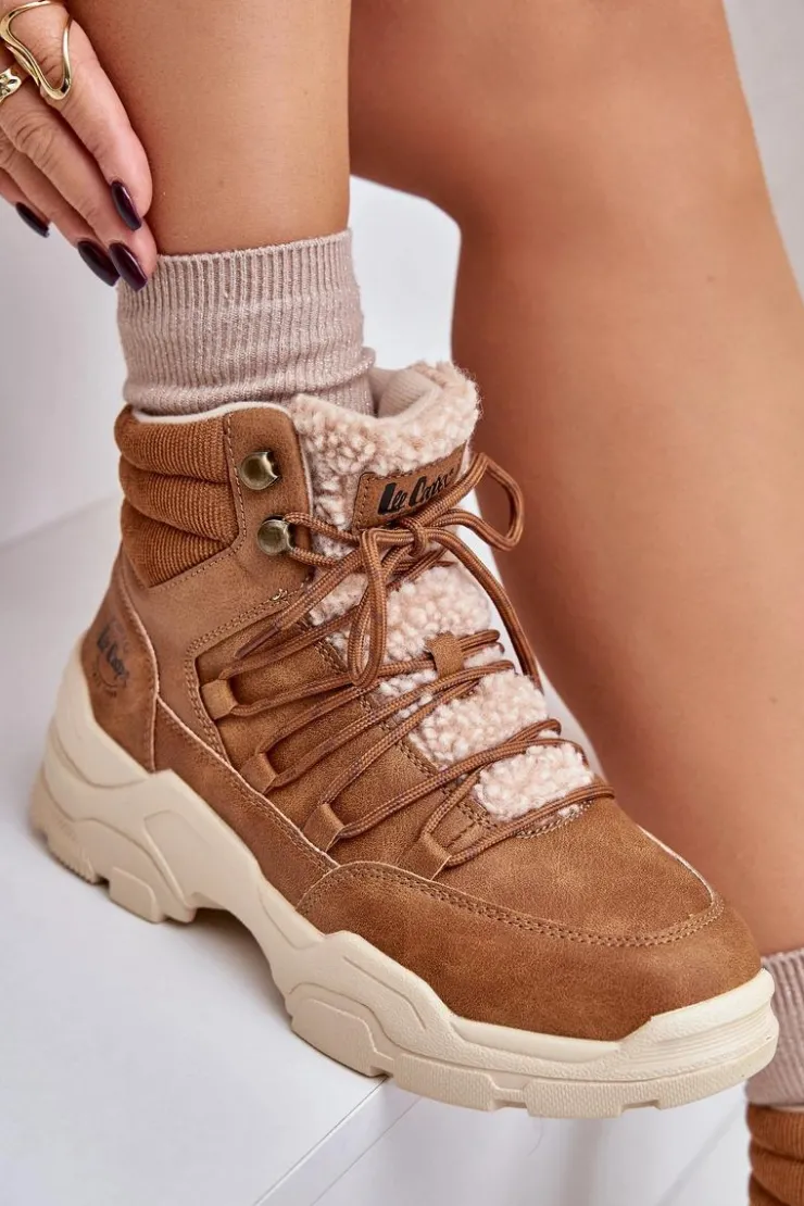 Damskie Lee Cooper Ocieplane Trapery Damskie LCJ-24-03-3061L Brązowe