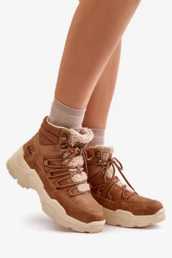 Damskie Lee Cooper Ocieplane Trapery Damskie LCJ-24-03-3061L Brązowe