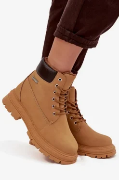 Damskie Boto Ocieplane Trapery Damskie Na Zamek Camel Selinda