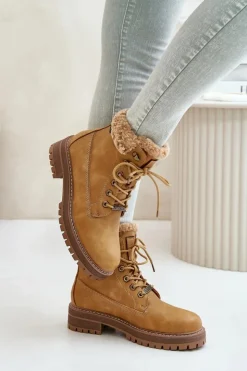 Best Big Star Shoes Ocieplane Trapery Damskie Big Star OO274A285 Camel Brązowy