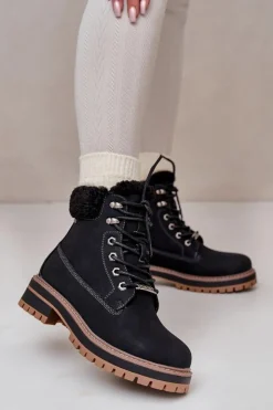 Damskie Big Star Shoes Ocieplane Trapery Damskie Big Star OO274A287 Czarne