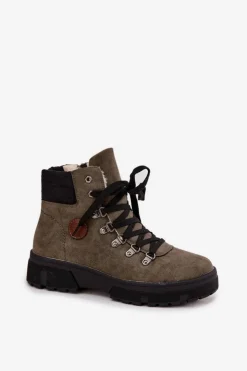 Online Boto Ocieplane Trapery Damskie Na Platformie Ciemnozielone Zaraine Zielony