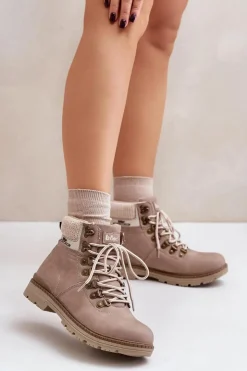 Damskie Lee Cooper Ocieplane Trapery Damskie LCJ-24-03-3042 Ciemnobeżowe