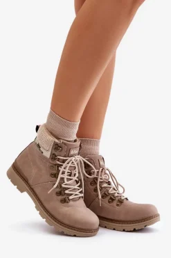 Damskie Lee Cooper Ocieplane Trapery Damskie LCJ-24-03-3042 Ciemnobeżowe