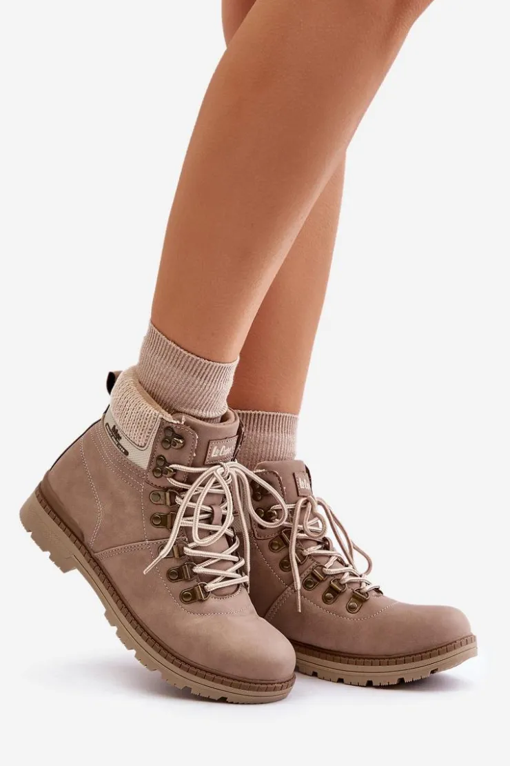 Damskie Lee Cooper Ocieplane Trapery Damskie LCJ-24-03-3042 Ciemnobeżowe