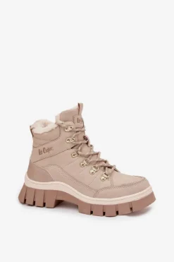 Lee Cooper Trekkingowe Damskie|Botki Ocieplane*Ocieplane Trapery Damskie LCJ-25-31-3910 Beżowe Beżowy