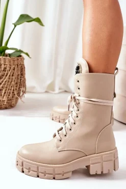 New Boto Ocieplane Workery Z Kamieniami Beżowe Hadley