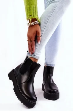 Damskie Big Star Shoes Ocieplane Wsuwane Botki Big Star II274101 Czarne