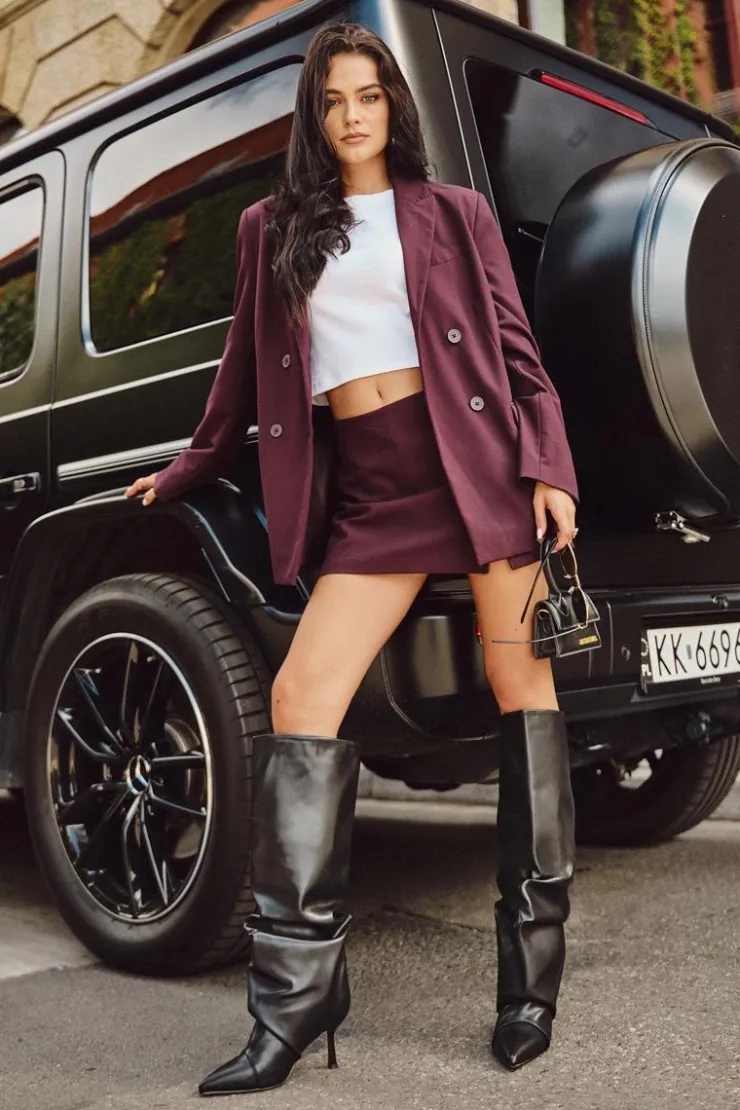 Sale Boto Ocieplane Wsuwane Kozaki Damskie Na Szpilce Z Marszczeniem Czarne Angelica