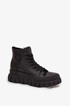 Boto Trampki Ocieplane|Trampki Damskie Wysokie*Ocieplane Wysokie Trampki Damskie Na Platformie Zamek Czarne Sarira Czarny