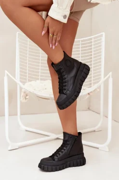 Boto Trampki Ocieplane|Trampki Damskie Wysokie*Ocieplane Wysokie Trampki Damskie Na Platformie Zamek Czarne Sarira Czarny