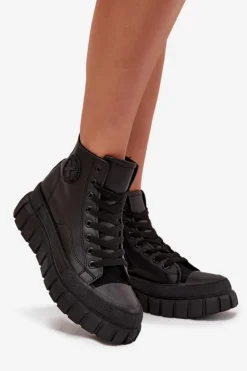Boto Trampki Ocieplane|Trampki Damskie Wysokie*Ocieplane Wysokie Trampki Damskie Na Platformie Zamek Czarne Sarira Czarny