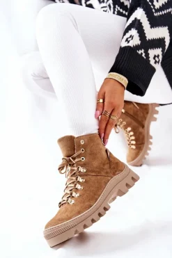 New Boto Ocieplane Zamszowe Botki Beżowe Sandstorm