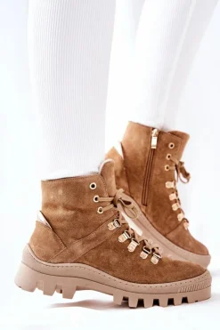 New Boto Ocieplane Zamszowe Botki Beżowe Sandstorm