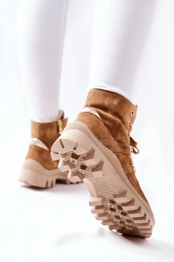 New Boto Ocieplane Zamszowe Botki Beżowe Sandstorm