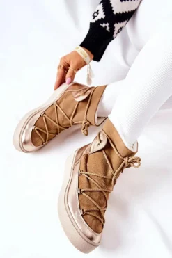 Outlet Boto Ocieplane Zamszowe Botki Śniegowce Camel Clarem Brązowy