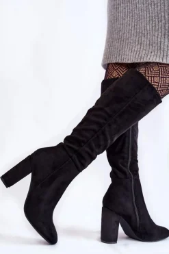 Boto Kozaki Przed Kolano|Kozaki Na Obcasie*Ocieplane Zamszowe Kozaki Na Słupku Czarne Obsessive