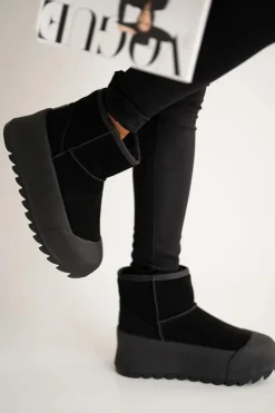 Big Star Shoes Śniegowce Damskie*Ocieplane Zamszowe Śniegowce Na Platformie Big Star OO274A213 Czarne