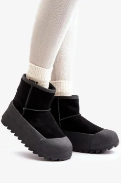 Big Star Shoes Śniegowce Damskie*Ocieplane Zamszowe Śniegowce Na Platformie Big Star OO274A213 Czarne