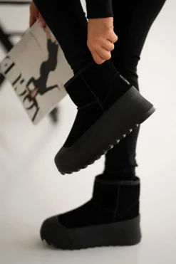 Big Star Shoes Śniegowce Damskie*Ocieplane Zamszowe Śniegowce Na Platformie Big Star OO274A213 Czarne